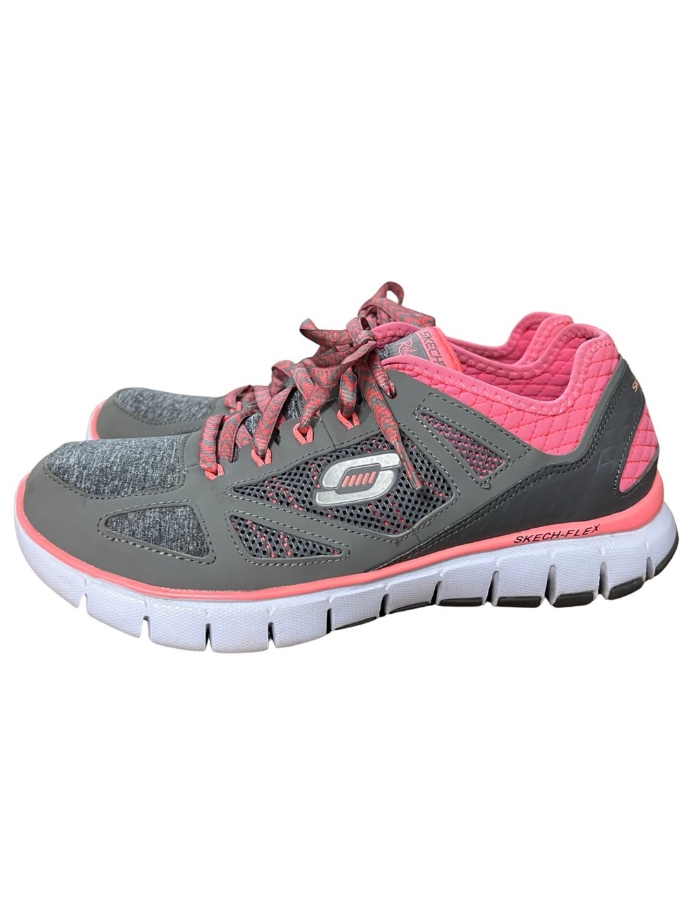 Sketchers Memory Foam Relaxed Fit Sneakers Womens 7.5 Pink Gray
